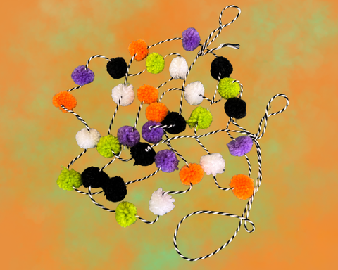 Handmade Spooky Pom Pom Garland