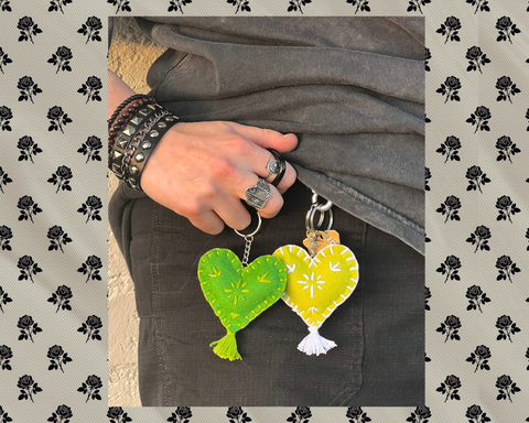 'Sour & Sweet' Heart Keychain Pair