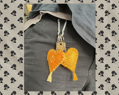 'Orange Crush' Heart Keychain Pair